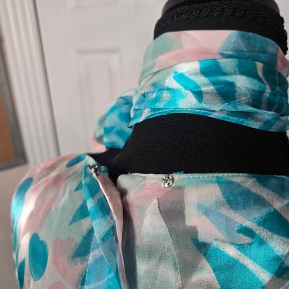 Size 6 The Silk Farm 100% Silk Vintage Dress Fairy Pastel With Matching Belt - Picture 7 of 10